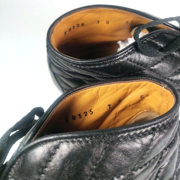 Cole Haan Black Leather Lace Up Quilted Ankle Boots Sz 7 Made In Italy - Picture 9 of 16